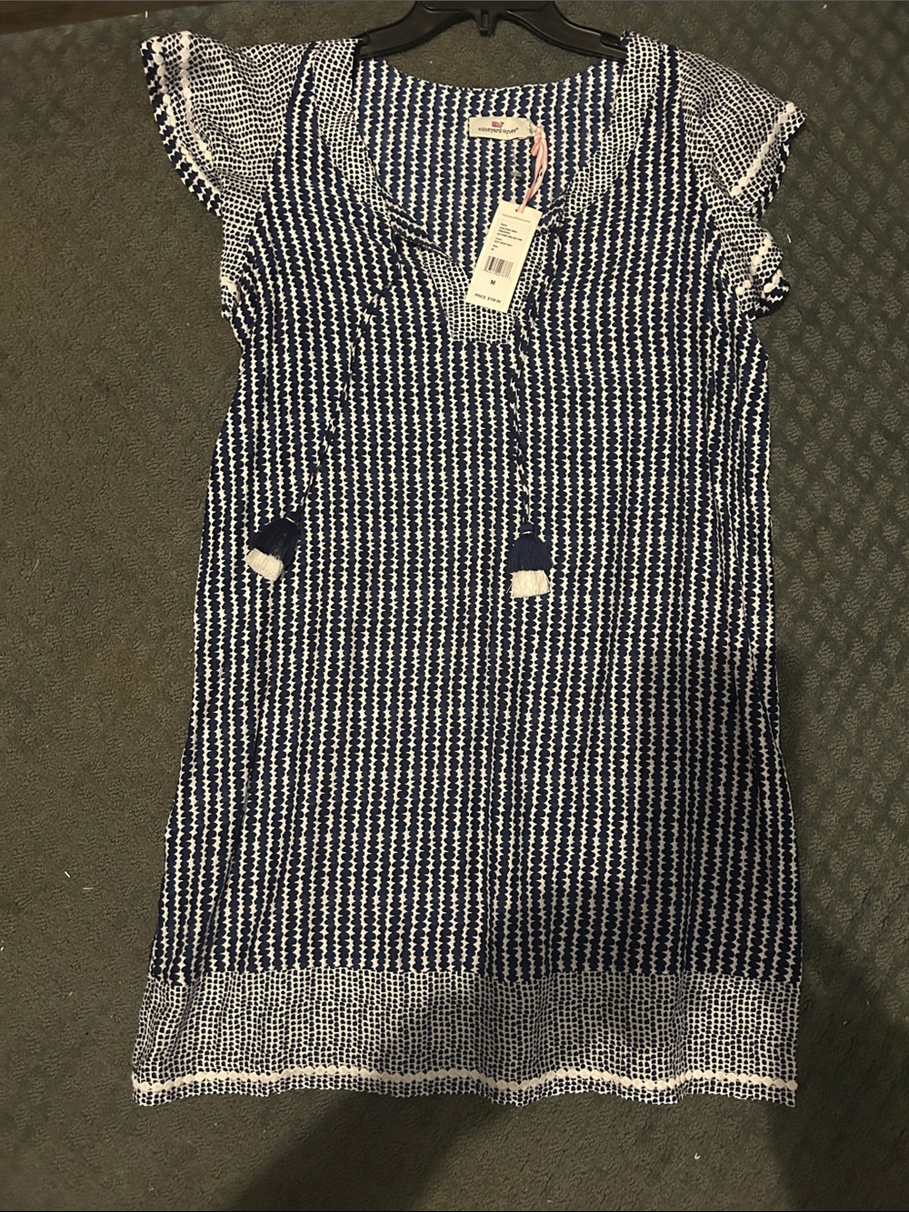 Vineyard Vines Navy and White Striped Tassel Tunic Dress